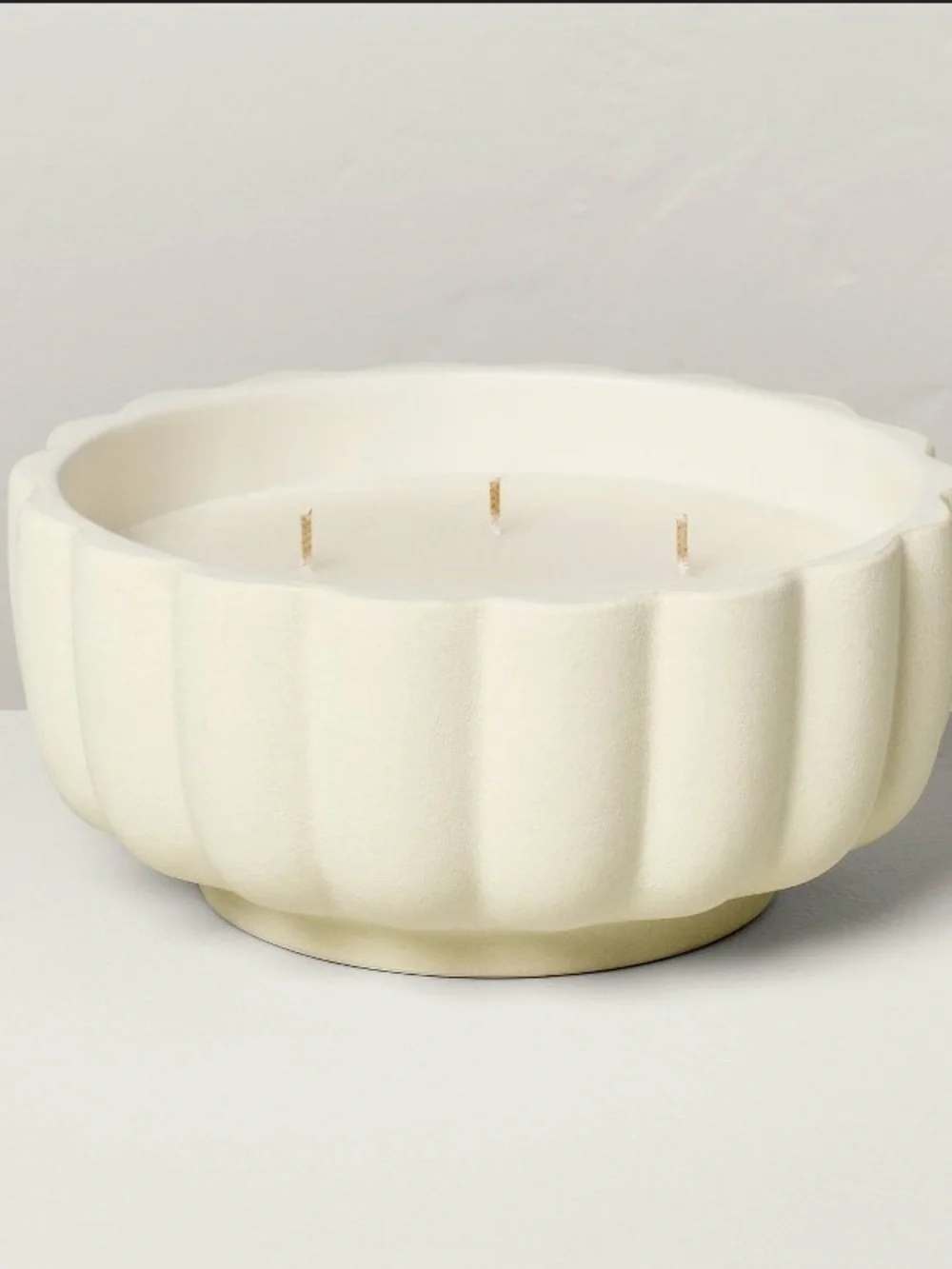 Hearth and Hand sea salt Cream Fluted Textured Ceramic Bowl Candle